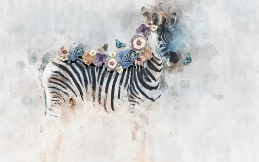 Zebra in flowers