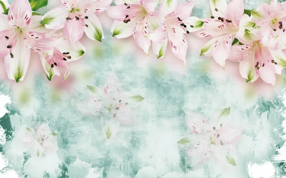 Delicate lilies in watercolor