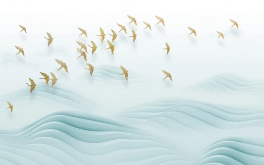 Golden flock of birds