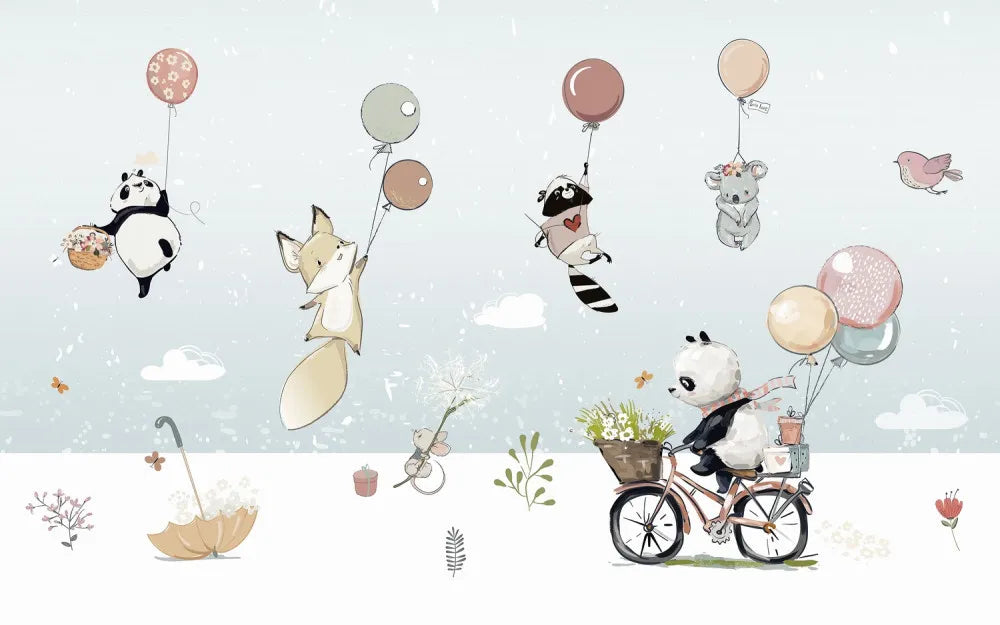Cute animals and balls