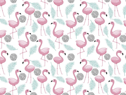 A flock of pink flamingos