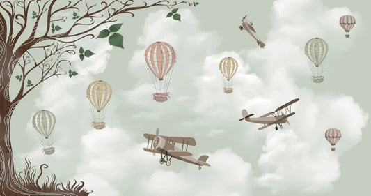 Balloons and planes in the sky
