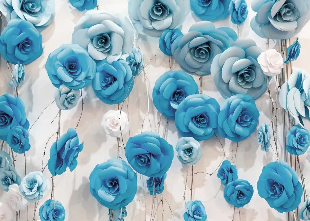 Wall of blue roses