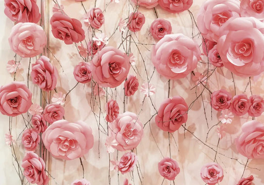 A wall of powdery roses
