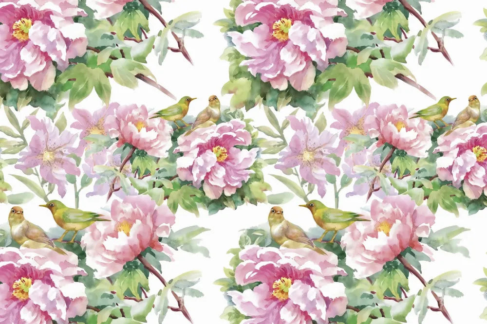 Birds in the tree peonies