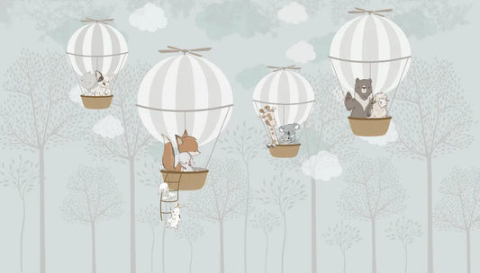 The flight of the animals on the balloons