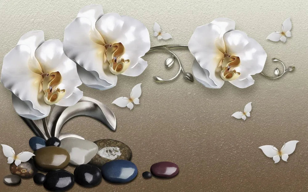 Orchids on sand background