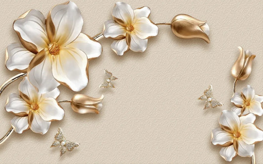 Golden flowers 3D