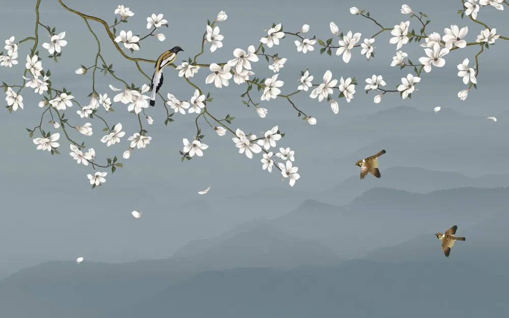 Flowering Magnolia tree in the pea