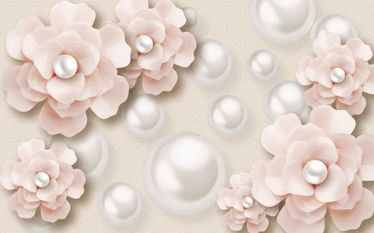 Delicate pink flowers with pearl 3D