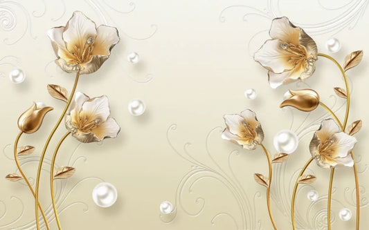 Gold precious flowers 3D