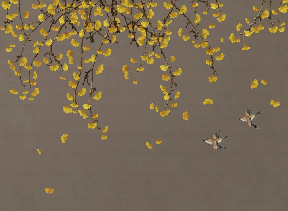 Golden foliage and birds