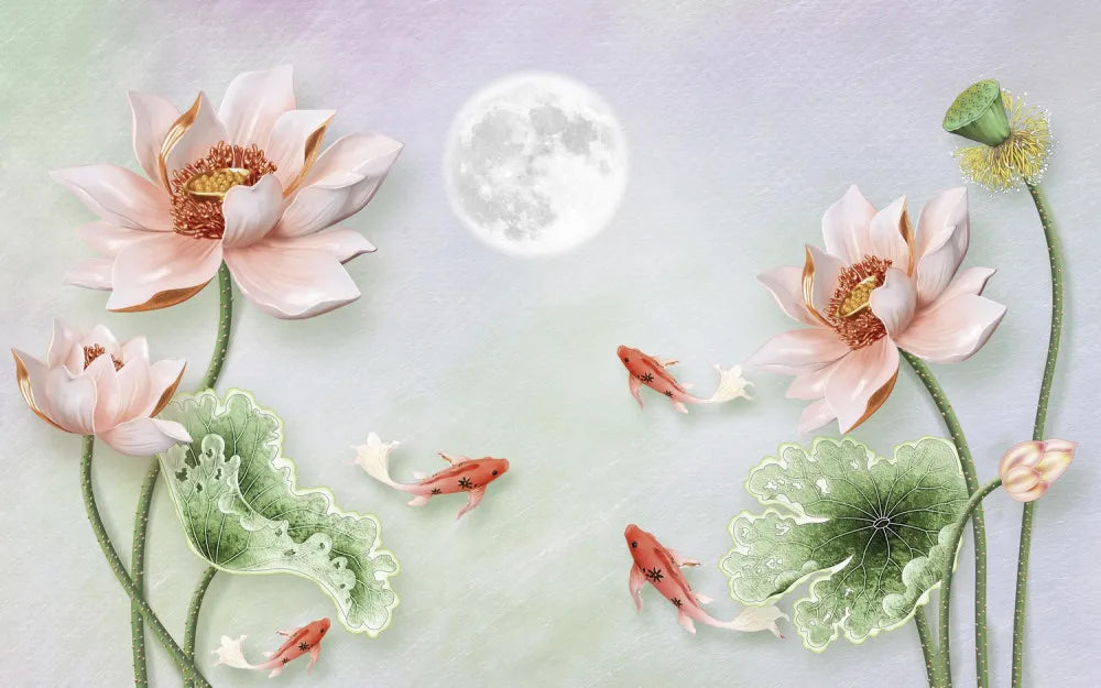 Lotus blossom under the moon 3D