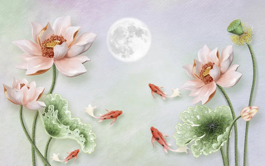 Lotus blossom under the moon 3D