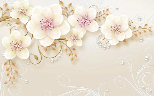 Romantic flowers with pearl 3D