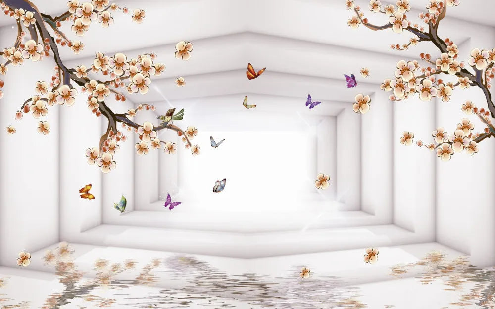Tunnel with flowering tree 3D