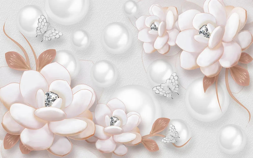 Chic flowers with pearl 3D