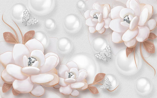 Chic flowers with pearl 3D
