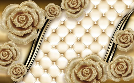 Precious roses with pearls 3D