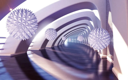 A purple corridor with spheres 3D