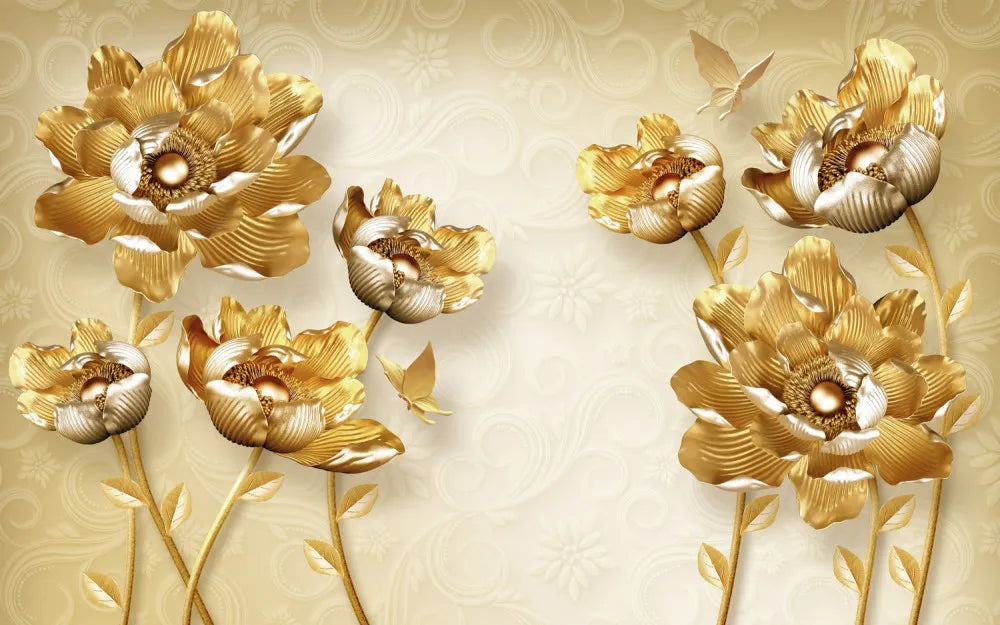 Golden flowers 3D