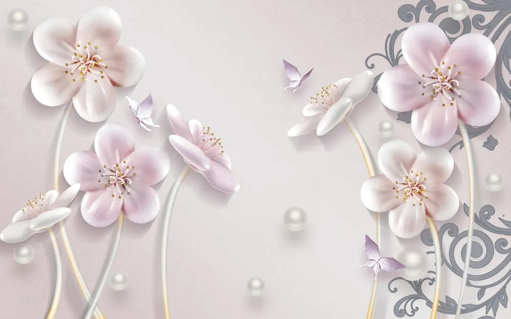 Romantic powdery flowers 3D