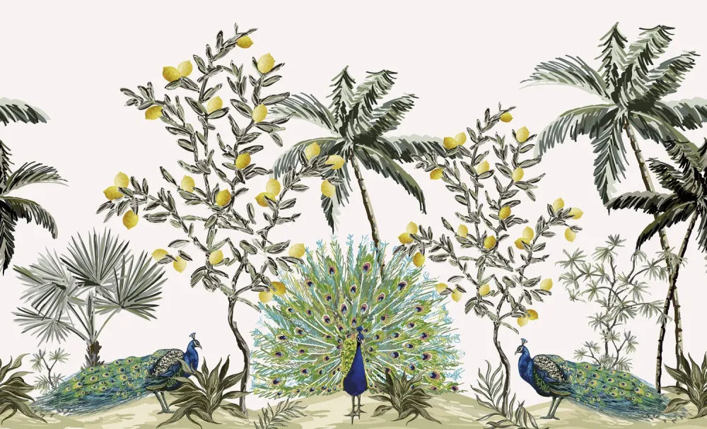 Peacocks in the beautiful garden