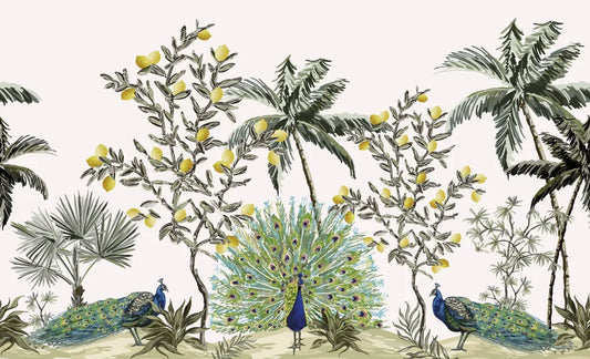 Peacocks in the beautiful garden