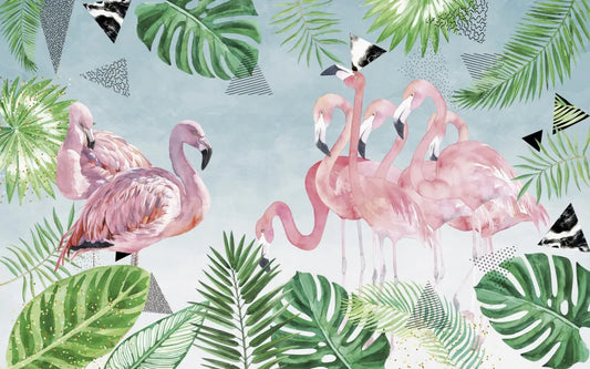 Flamingo palm leaves