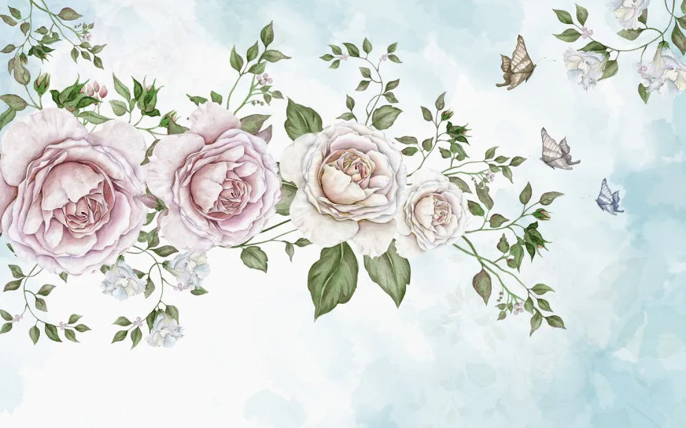 Delicate blooms of roses