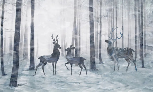 Fabulous deer in winter forest