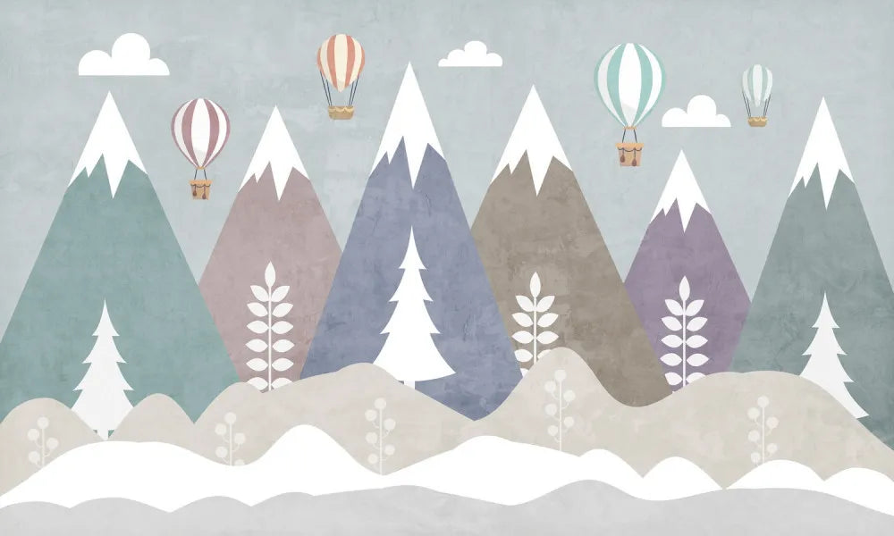 Hot air balloon parade in the mountains