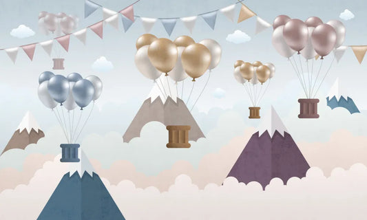Hot air balloon festival in the mountains