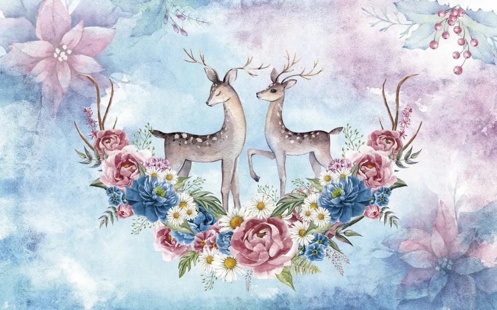 Delicate deer in a blooming garden