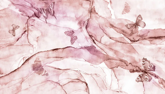 Delicate butterflies over marble
