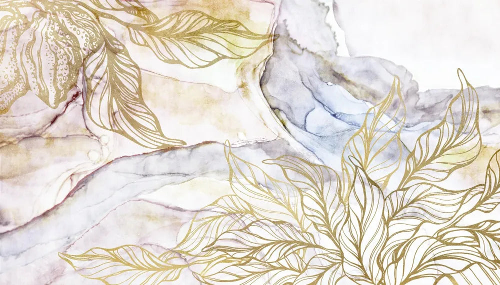 Golden foliage on marble