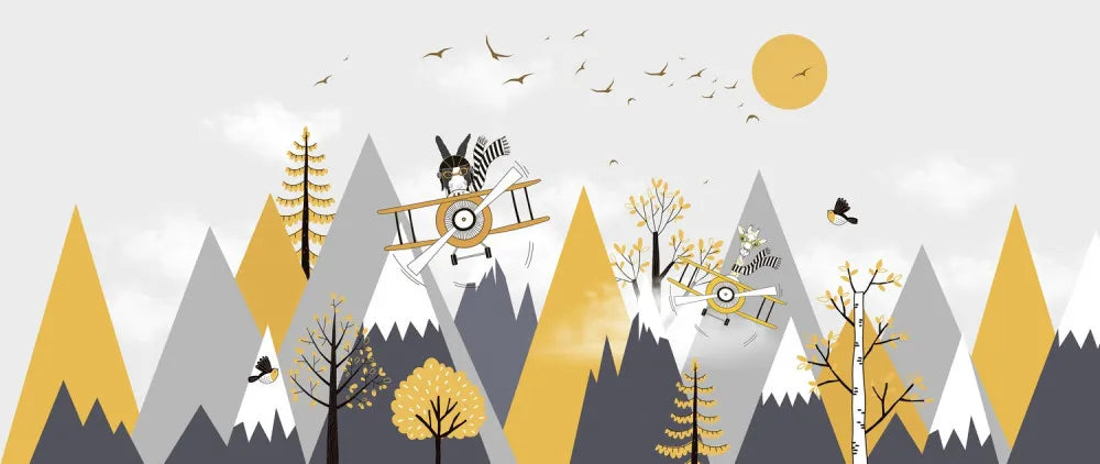 Flying over the golden mountains