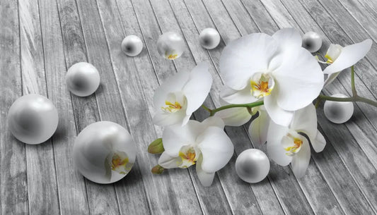 Orchid with delicate pearls 3D