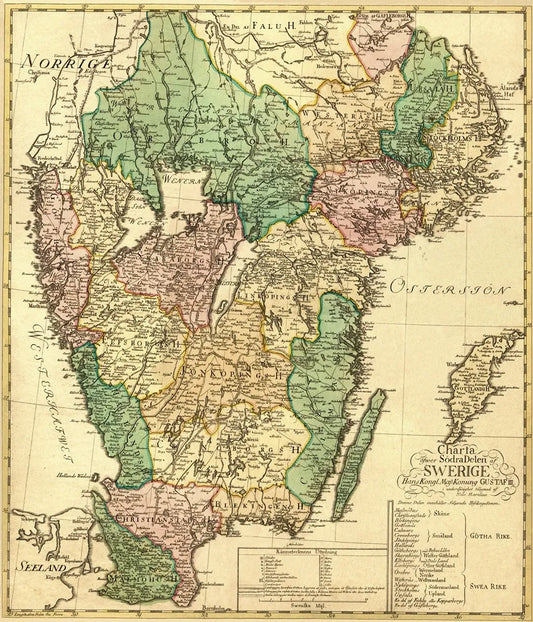Antique map of Sweden (18th cent.)