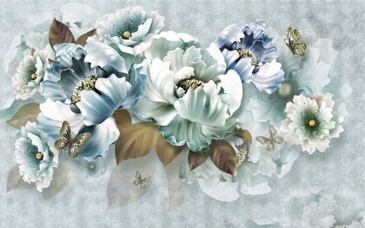 Royal Blue Flowers 3D