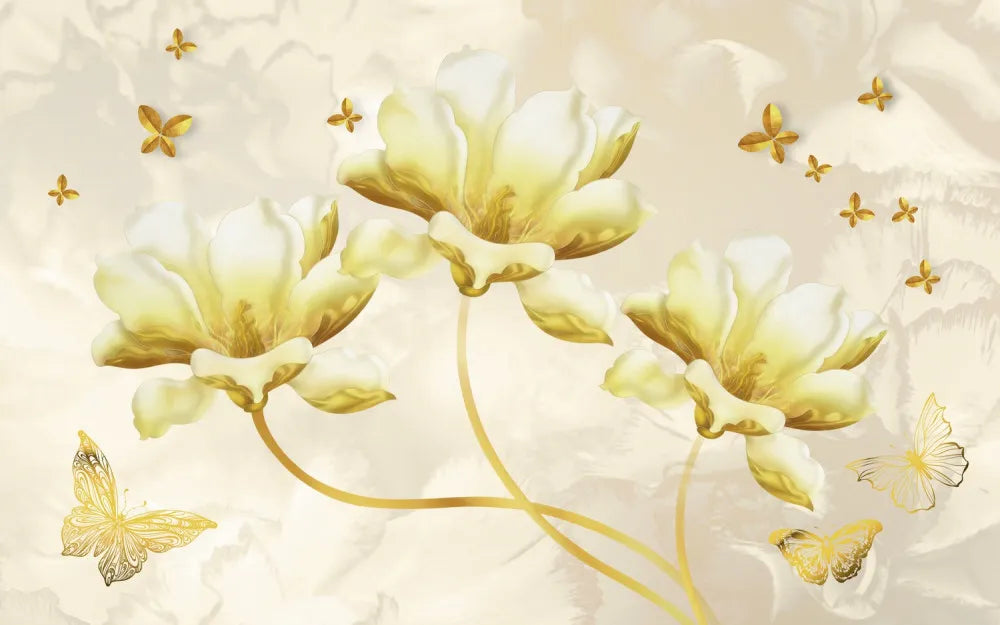 Golden tulips 3D