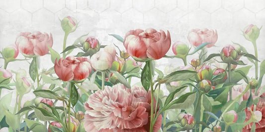 Blooming peonies