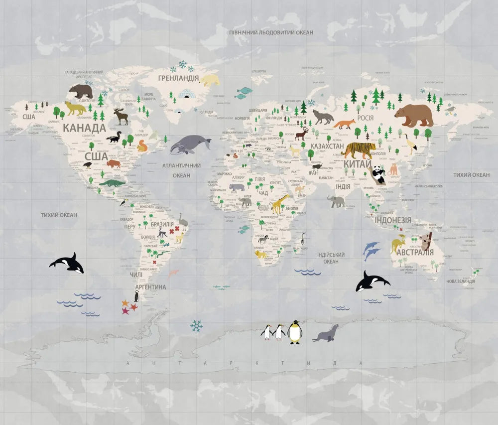 Geographic map of animals