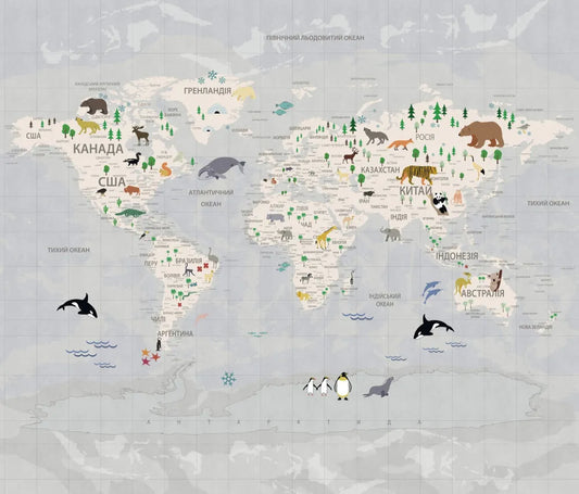 Geographic map of animals