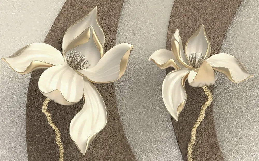 Golden 3D flowers