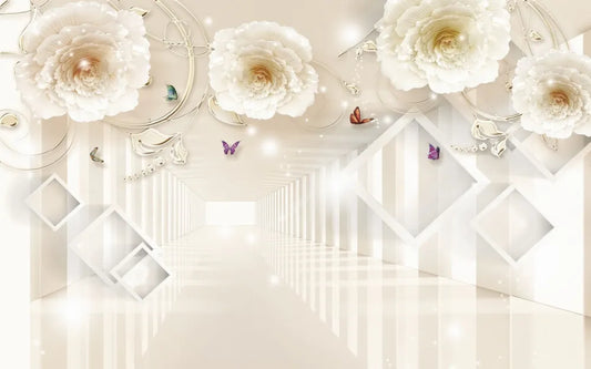 Beige flowers 3D