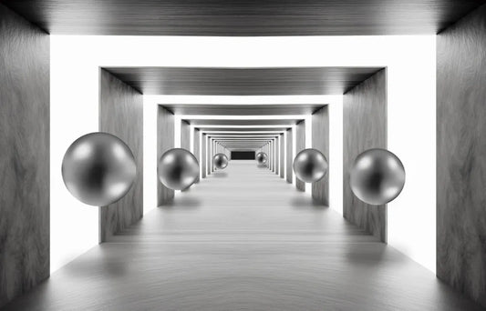 Silver balls in the tunnel 3D