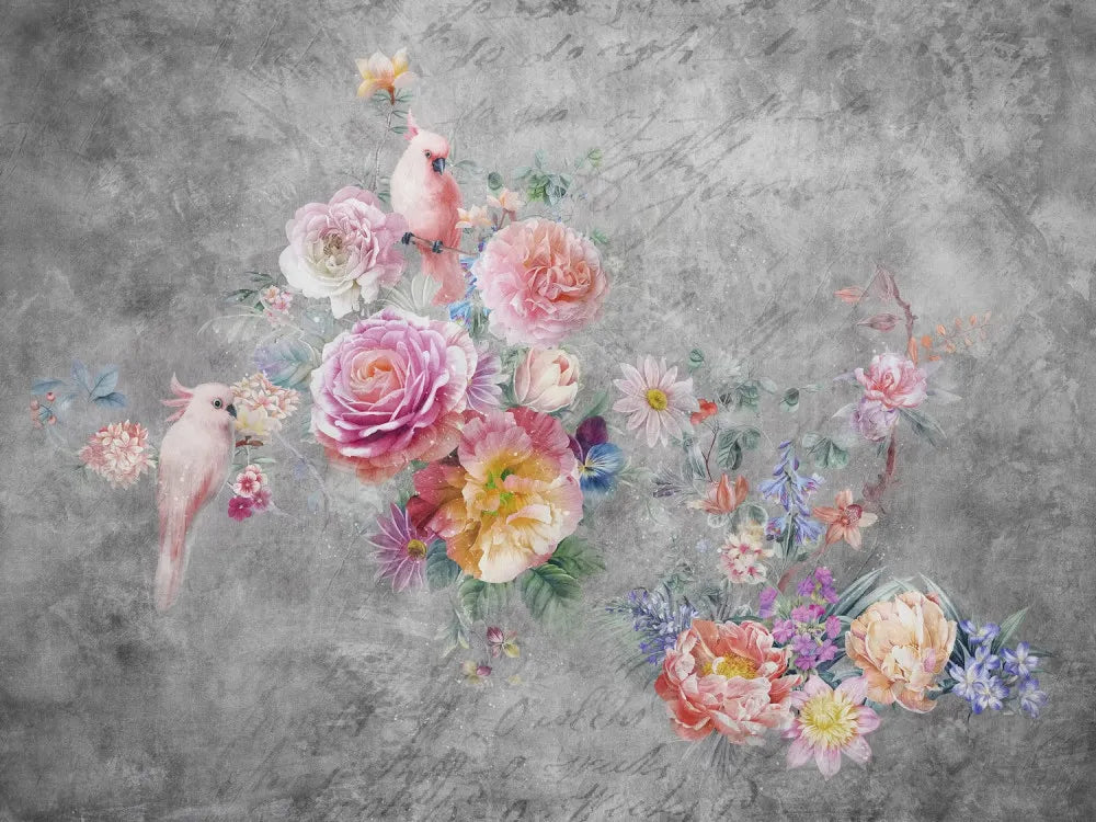 Beautiful birds and flowers
