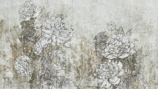 Large peonies, drawing