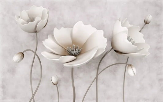 White poppies 3D